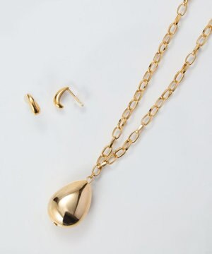  【限定セット】ビッグドロップメタルチェーンネックレス×ドロップハーフフープミニピアス