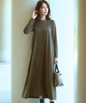 【見上愛さん着用/洗える】スエーディーサテン キャミソール ワンピース