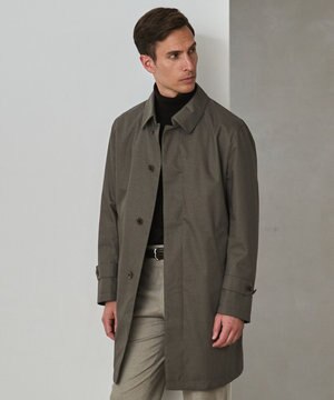  25年新作/3シーズン対応【防水/軽量/シワになりにくい】メランジカルゼ ステンカラーコート_無地