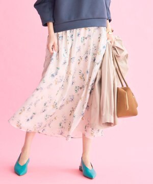  エアリーローン花柄プリント スカート