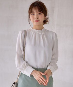  【美人百花10月号掲載】ハイネックシャーリング ブラウス