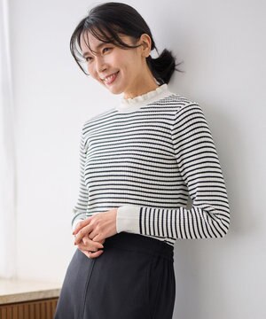  【洗濯機可】ウォームニットフリルプルオーバー