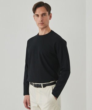  ジャケットのインナーに最適【WEB&一部店舗限定】キレイ目 鹿の子 ビズ長袖Tシャツ