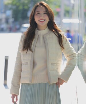 【2WAY】ツイードノーカラー ダウンジャケット