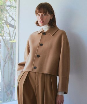 【Nave】メルトンリバー ステンカラークロップド コート
