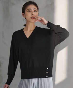  クリアレーヨンストレッチ Vネックニット