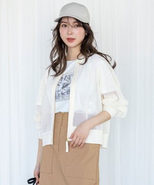 【洗える】メッシュニット ブルゾン