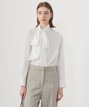  【CLASSY.1月号掲載・洗える】 クリーンブロード ボウタイブラウス