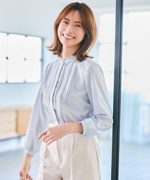  【洗える】レースピンタック ブラウス