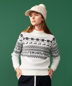 【WOMEN】【ウォッシャブル】ノルディック柄裏付き ニット