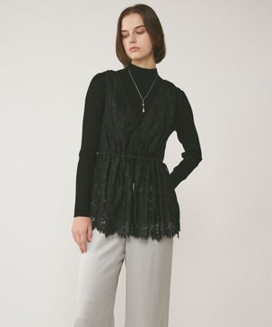  レースノースリーブブラウス