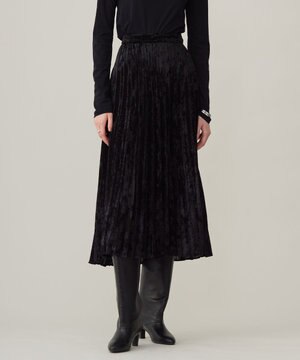  【洗える】 シアーベルベット プリーツスカート
