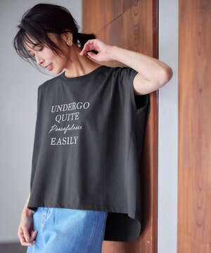  【UVケア/接触冷感】チュニック丈半袖ロゴTシャツ