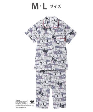  ワコール_リラックス＆スリープ パジャマ 5分袖 半袖 8分丈 綿100%(本体) PEANUTS スヌーピー レディース FDT157 /ワコール