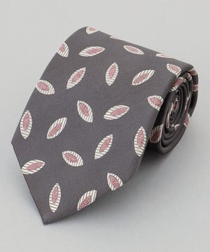  【日本製】西陣ネクタイ_グレー×ピンク系