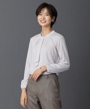  ウォッシャブルウールジャージー ボウタイ カットソー