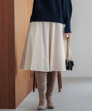 【WEB限定カラーあり】ウールライクストレッチ フレアスカート
