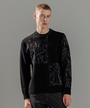  フォレストジャガードブロック　クルーネックニット