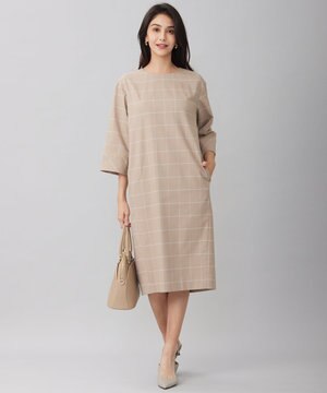  【洗える】ウィンドウペーンチェック ワンピース