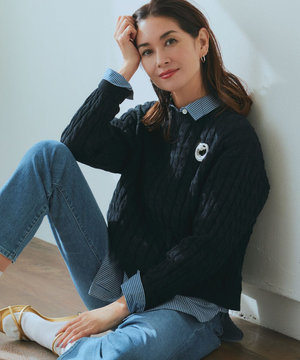  【Oggi4月号掲載/洗える】コットンギマ ケーブル ニット