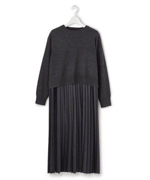  ニットセットアップ プリーツコンビ ワンピース