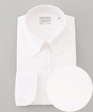  【形態安定】PREMIUMPLEATS_スナップダウン 通年ドレスシャツ