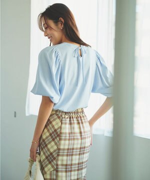 【UVケア】バックリボンボリュームスリーブ Tシャツ