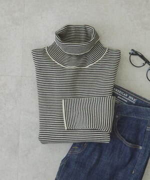  バイパチリブタートルネックニットプルオーバー