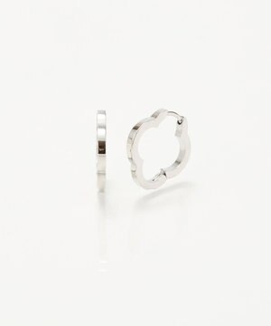  【金属アレルギー対応】フラワーワンタッチフープピアス　シルバー/サージカルステンレス