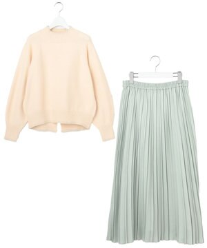  【2SET】ボリューム ニット×プリーツ スカート セット