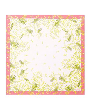  【シルク100%】FURLA (フルラ) ミモザ シルクプリントスカーフ 65cm×65cm UV対策 手洗い可能