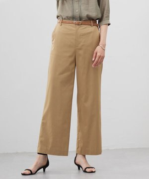 【洗える・接触冷感・吸水速乾】ドライリネンストレッチ ワイド パンツ