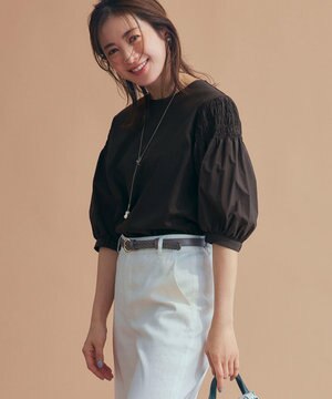  【汗じみ防止/洗える】ギャザーディテール カットソー