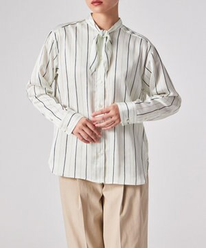  サテンストライプ ブラウス