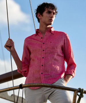  【麻100％・軽い・涼しい】モイスチャーリネン シャツ