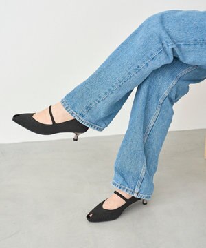  【洗える/撥水】オープントゥ パンプス