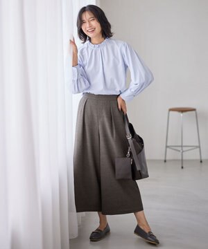  【ウエストゴム】ライトツイードワイドパンツ