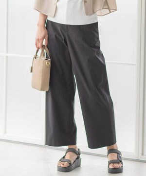  【洗える】リネンストレッチ ワイド パンツ