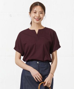  【接触冷感】プレーティングジャージー フレンチスリーブ カットソー