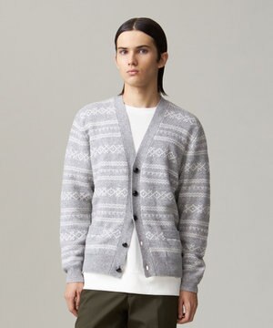  【Cash Lamb’s Wool】フェアアイルカーディガンニット