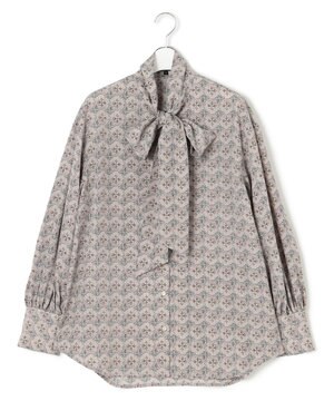  【WOMEN】タイルプリント ボウタイブラウス