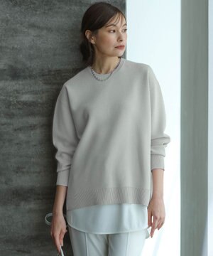  【洗える】 シンセティックダブルフェイス ニットプルオーバー