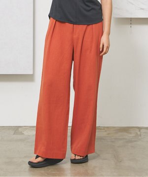  【WOMEN】コットンワッシャータックワイド パンツ