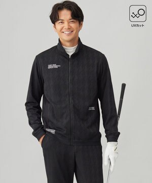  【MEN】【UVカット】千鳥ジャカードニットブルゾン