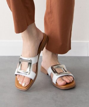  【Oh my Sandals】メタルバックルフラットサンダル