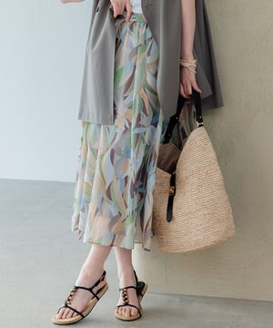  【洗える】Ratti ペインティングプリント スカート