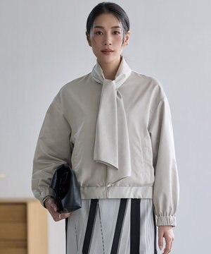  【2WAY】 ダルグロッシーサテン ボウタイ付きブルゾン