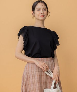  プリーツコンビフレンチスリーブ カットソー