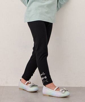  裾リボン 無地レギンス