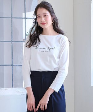  ロゴ刺繍 カットソー